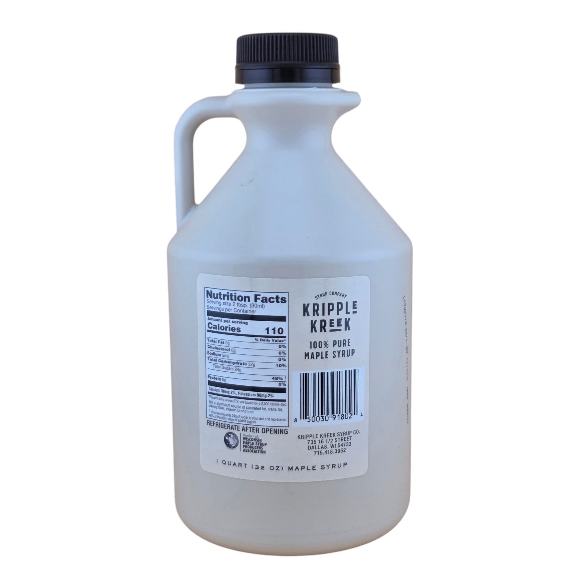 Kripple Kreek 100% Pure Maple Syrup Quart, Small Batch Wisconsin Maple Syrup, 32 oz Family Size Bottle