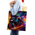 thumbnail image 4 of Moto Bici Bolso de tela con estampado de lienzo para mujer, bolsa de compras reutilizable y estética, con cremallera interior, regalo para mujer, 35 × 40 cm., 4 of 6