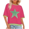 thumbnail image 2 of Horkkom T-Shirts Graphiques pour Femmes à Imprimé d'Étoiles, Col Rond, Manches Courtes, Chandails d'Été Décontractés, Cadeaux pour Femmes 2TG, 2 of 6
