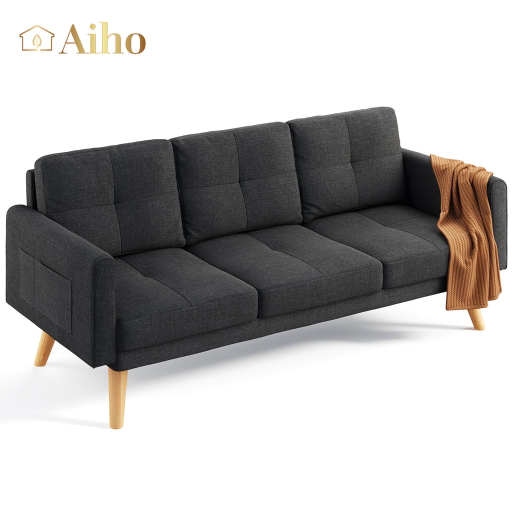 Aiho 67" L Modern Loveseat Sofa, Sofa with 3 Comfortable Pillows for Apartment, Dorm Room, Office, Bedroom - Deep Gray