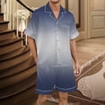 thumbnail image 2 of Men's Gradient Printed Silk Satin Short Sleeve Button Up Pajama Loungewear Set for Comfortable Sleep, 2 of 4