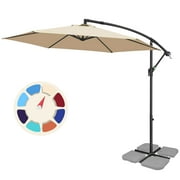 FRUITEAM 10 Ft Cantilever Offset Hanging Outdoor Patio Umbrella W/ Easy Tilt, Off-White