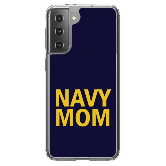 DistinctInk Clear Hybrid Case for Samsung Galaxy S21 Plus (6.7" Screen) - Show Your Support for the Navy - Raised Bezel Screen Guard