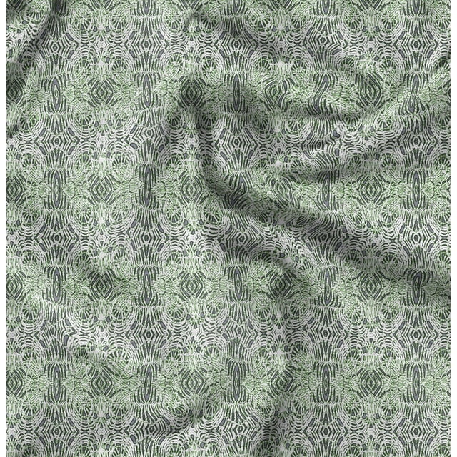 Soimoi Green Poly Georgette Fabric Leopard Animal Skin Print Fabric by the Yard 42 Inch Wide