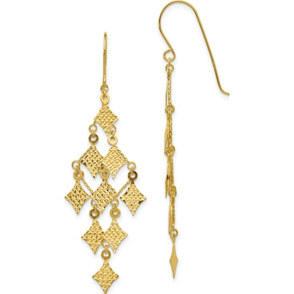Primal Gold 14 Karat Yellow Gold Diamond-cut Chandelier Earrings