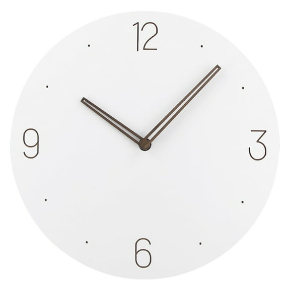 Stylish Simple 12Inch Round White Wooden Wall Clock Quiet Quartzs Movement Operated for Home and Office Decors