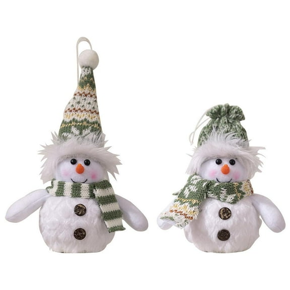 Christmas Luminous Snowman Ornament Plush Snowmen Figurines Xmas Tree Decor