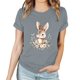 thumbnail image 2 of Pantalones Cortos para las Mujeres Sexy Pascua Moda Impresión Cuello Redondo Tee, Poliéster Ligero Casual Top para Primavera Verano Diario, Blusa de Suéter, 2 of 4