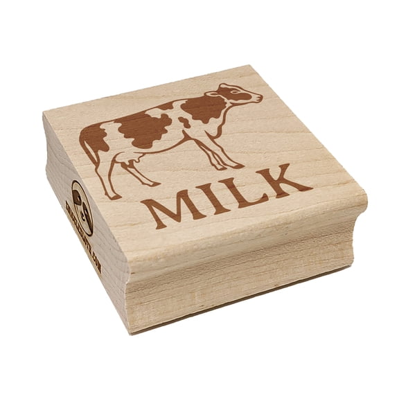 Milk Text with Spotted Cow Farm Dairy Square Rubber Stamp Stamping Scrapbooking Crafting - Small 1.25in
