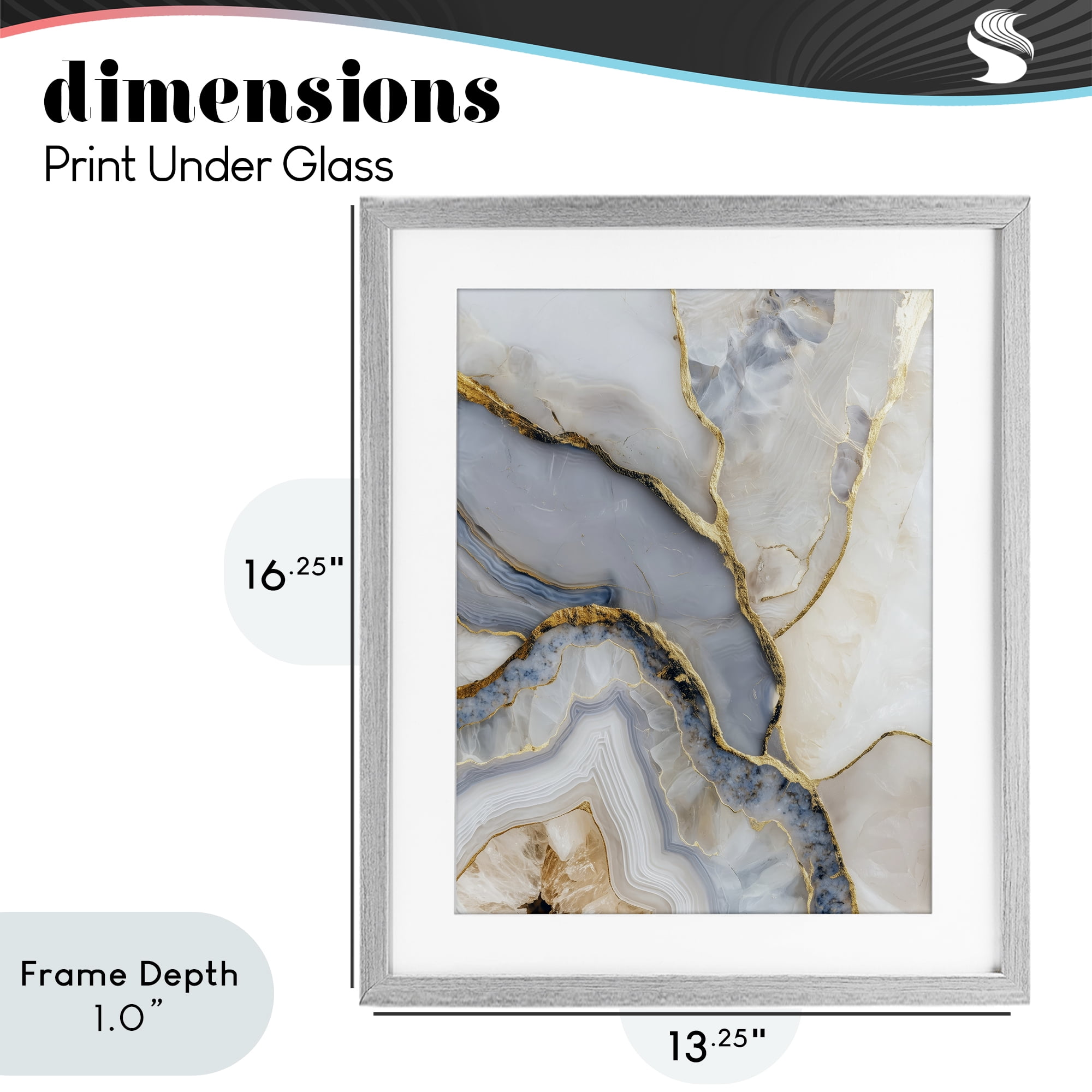 Stupell Industries Glimmering Layers of Agate Gray Framed Print Under Glass, design by Svetlana Aleynikova