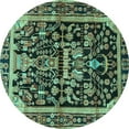 thumbnail image 1 of Ahgly Company Indoor Round Persian Turquoise Blue Traditional Area Rugs, 5' Round, 1 of 4