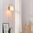 thumbnail image 4 of Novogratz x Globe 10.5 Inch Matte Brass Wall Sconce with Textured White Fabric Shade for Bedroom, 4 of 8