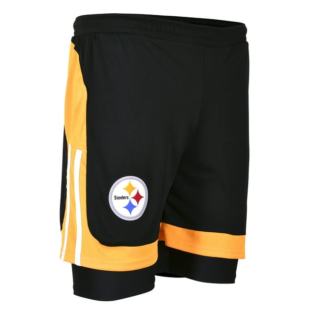 NFL Short con Biker Pittsburgh Steelers Negro para Hombre, Talla Chica