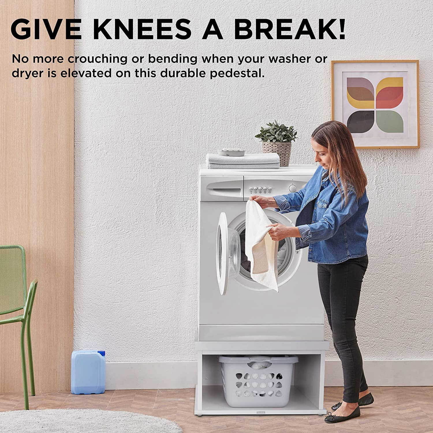 IVATION Laundry Pedestal for Washer and Dryer - Elevated Storage & Easy Access