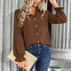 thumbnail image 1 of Blusa de manga larga con cuello en V, blusa con orillo fibroso, blusa de manga larga con botones en V, blusa de manga larga a la moda para mujer, rendimiento inigualable, 1 of 6