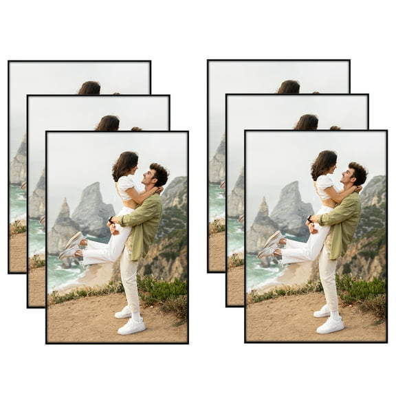 Americanflat 4x6 Front Loading Picture Frame with Shatter-Resistant Glass 6 Pack Metropolitan Photo - Black
