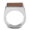 thumbnail image 2 of High polished (no plating) Stainless Steel Ring with Semi-Precious Agate in Siam for Women Siam Stone Color Style TK3189 Size 12, 2 of 3