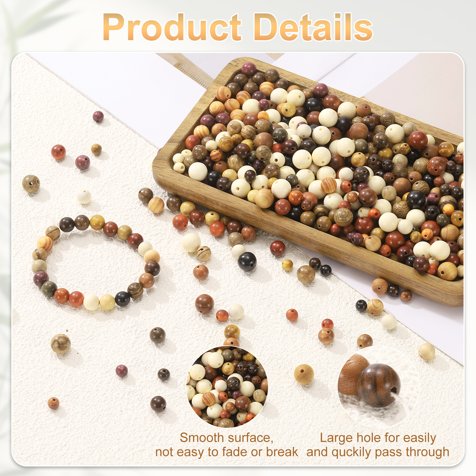 Uxcell 200pcs Natural Wooden Beads 10mm Black Sandalwood Round Polished Loose Bead Smooth Spacer Balls Beading for Jewelry Making Bracelets Necklace Earrings Craft DIY