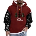 thumbnail image 2 of Sudadera con capucha para hombre, estilo casual, con cuello redondo, estampado, manga larga, blusa de poliéster, 2 of 5
