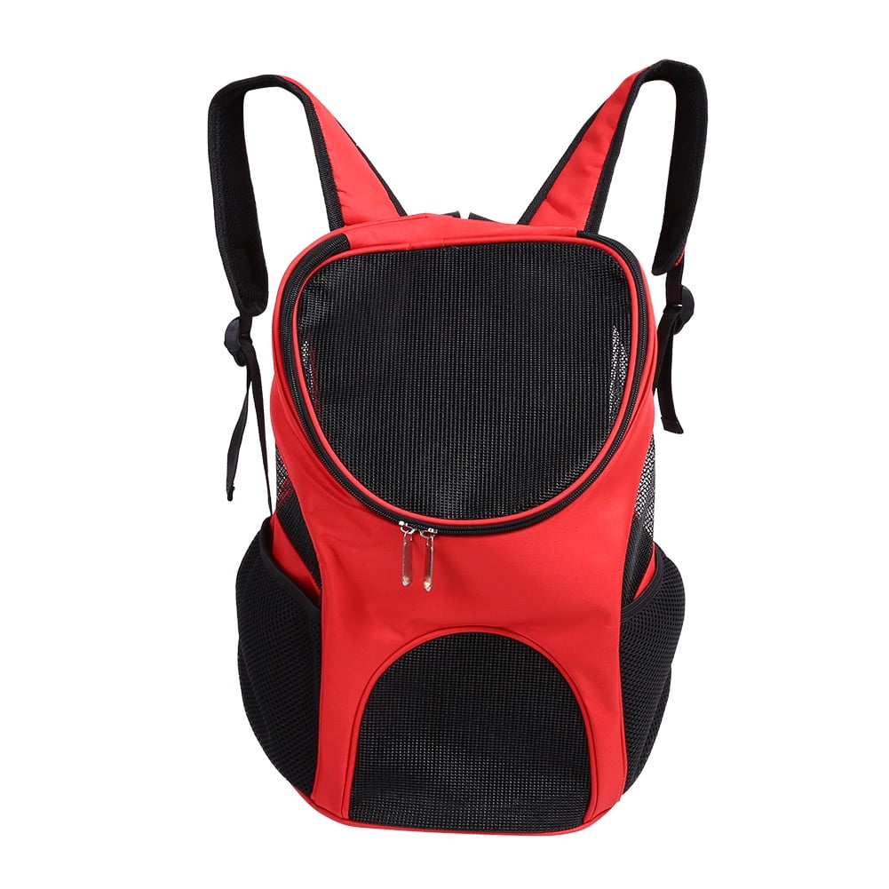 Yajisi Premium Outdoor Cat Dog Pet Backpack Travel Carrier Ventilated Mesh Double Shoulder Bag in Red for Small Pets Up to 5.5 lbs (2.5 kg) - Ideal for Hiking and Strolling