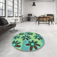 thumbnail image 4 of Ahgly Company Machine Washable Indoor Rectangle Transitional Lime Mint Green Area Rugs, 7' x 9', 4 of 7