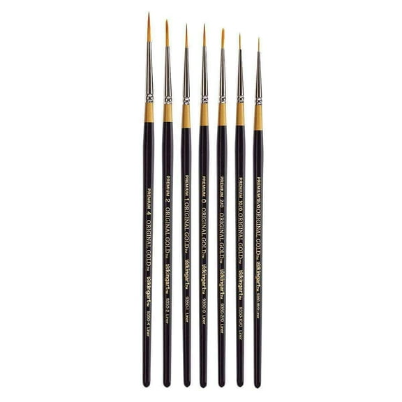 Kingart Original Gold® 9350 Liner Series, Premium Golden Taklon Multimedia Artist Brushes, 7/Set, All ages