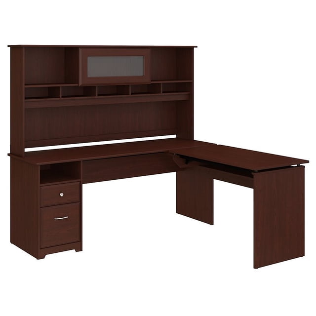 Bush Furniture Cabot 72W 3 Position en Forme de L Sit pour Se Tenir Bureau avec Hutch