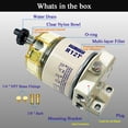 thumbnail image 3 of Marine Fuel Water Separator Diesel Fuel Filter for R12T Marine Spin-On Housing 120AT NPT ZG1/4-19 with 2 fittings 2 plugs, 3 of 7