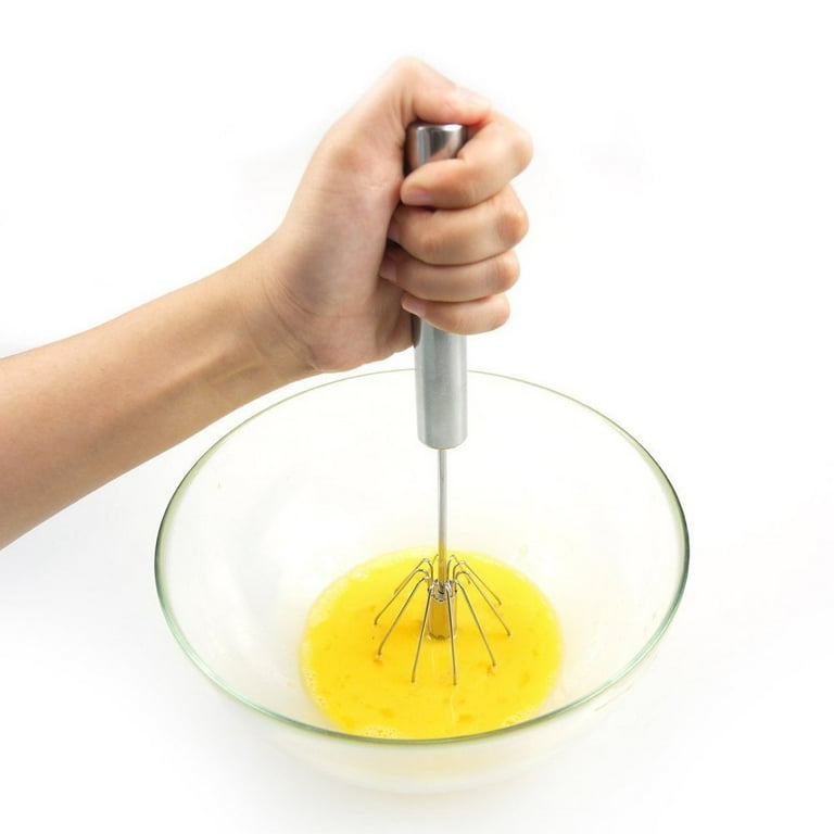 Fnoko Stainless Steel Semi-Automatic Egg Whisk - 3pcs Hand Push Rotary Whisk Blender (3 Pack)