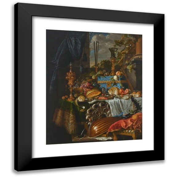 Jan Davidsz de Heem 12x14 Black Modern Framed Museum Art Print Titled - A Banquet Still Life