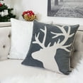 thumbnail image 2 of Holiday Reindeer Velvet Accent Pillow 20x20 – Gray and White with Insert, 2 of 6