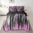 thumbnail image 2 of Homewish Minimalsit Striped 7pcs Bedding Comforter Set,Modern Geometric Artwork Queen Bedding Sets,Pink White Black Queen Sheet Sets For Men Women,Microfiber Bedroom Decor Reversible, 2 of 8