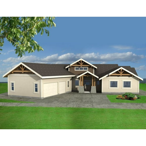 001-3194: Northwest Ranch 3 Bed, 3 Bath Luxury Home Plan, 2180 Sq Ft: Full Blueprints with License to Build by Home Plan Marketplace - Lesuto