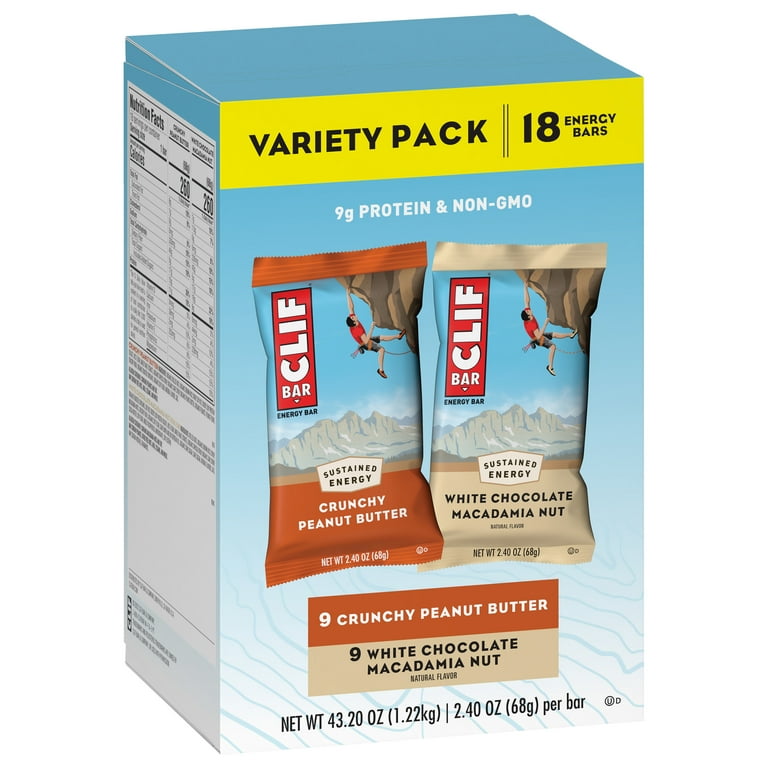 CLIF BAR - White Chocolate Macadamia Nut Flavor - Made with Organic Oats -  9g Protein - Non-GMO - Plant Based - Energy Bars - 2.4 oz. (12 Pack) 