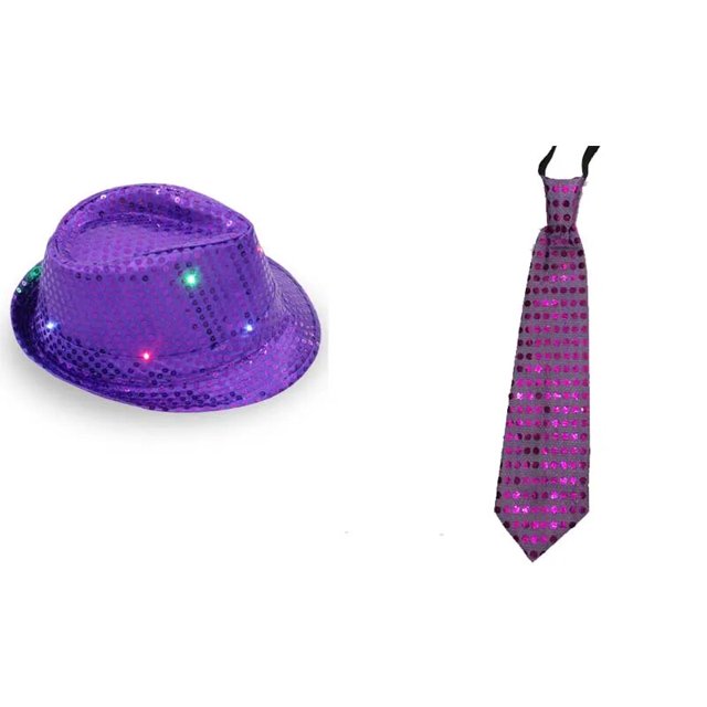 Sombrero Fedora de Jazz con lentejuelas y luz LED para niños y adultos, gorro de neón intermitente, regalo de fiesta, disfraz, cumpleaños, boda, Halloween y Navidad