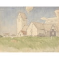 thumbnail image 2 of Joakim Skovgaard 14x12 Black Ornate Wood Framed Double Matted Museum Art Print Titled: Ejsing Church (1900), 2 of 5
