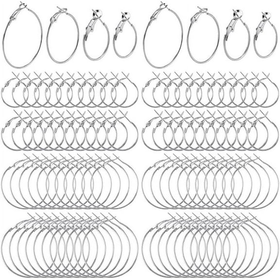 96 Pcs Alloy Earring Hoop Round Open Beading Hoop Earring Making Kit for DIY Crafts Gift Wedding Party Festival Earring Making kit for Adults Women