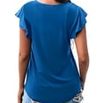 thumbnail image 2 of MOSHU Casual Summer T-Shirts for Women Ruffle Sleeve Womens Tops Round Neck Tunic Blouses, 2 of 8