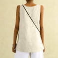thumbnail image 4 of Linen Tops for Women Comfy Lounge Wear Summer Sleeveless Crewneck Shirt Casual Blouse Loose Fit Gauze Cami Shirts Beige XL, 4 of 5
