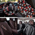 thumbnail image 3 of XYZCANDO Pumpkin Skull 14 Pcs Auto Seat Covers Full Set Steering Wheel Cover Center Console Pad Seat Belt Covers Headrest Covers Cup Coasters for Most Cars SUVs Sedans, 3 of 7