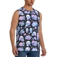 thumbnail image 2 of Pofeuu Blue Skull Flower Print Men's Muscle T-Shirt, Sleeveless, Muscle Tank, Classic Muscle Tee Top For Men Casual Sleeveless Muscle T-Shirt Trendy Clothes-3X-Large, 2 of 7