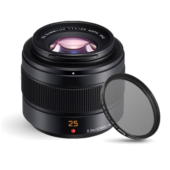 Panasonic Leica DG Summilux 25mm f/1.4 II ASPH. Lens H-XA025   UV Filter Bundle