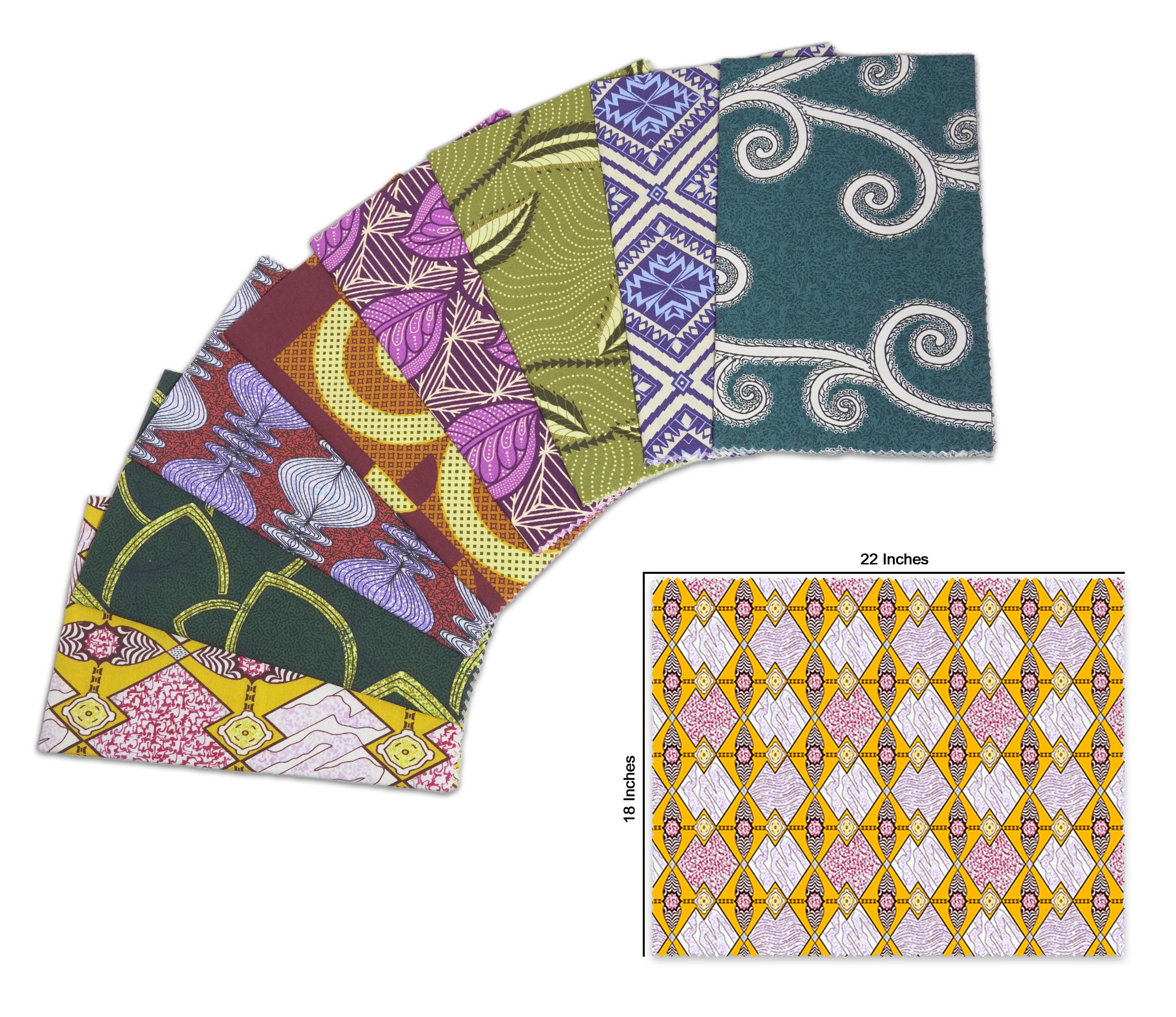 Soimoi 8 Pc Fat Quarter Bundle- African Floral Print 18"x 22" DIY Patchwork- 100% Cotton Pre-Cut Quilting Fabric Multicolor