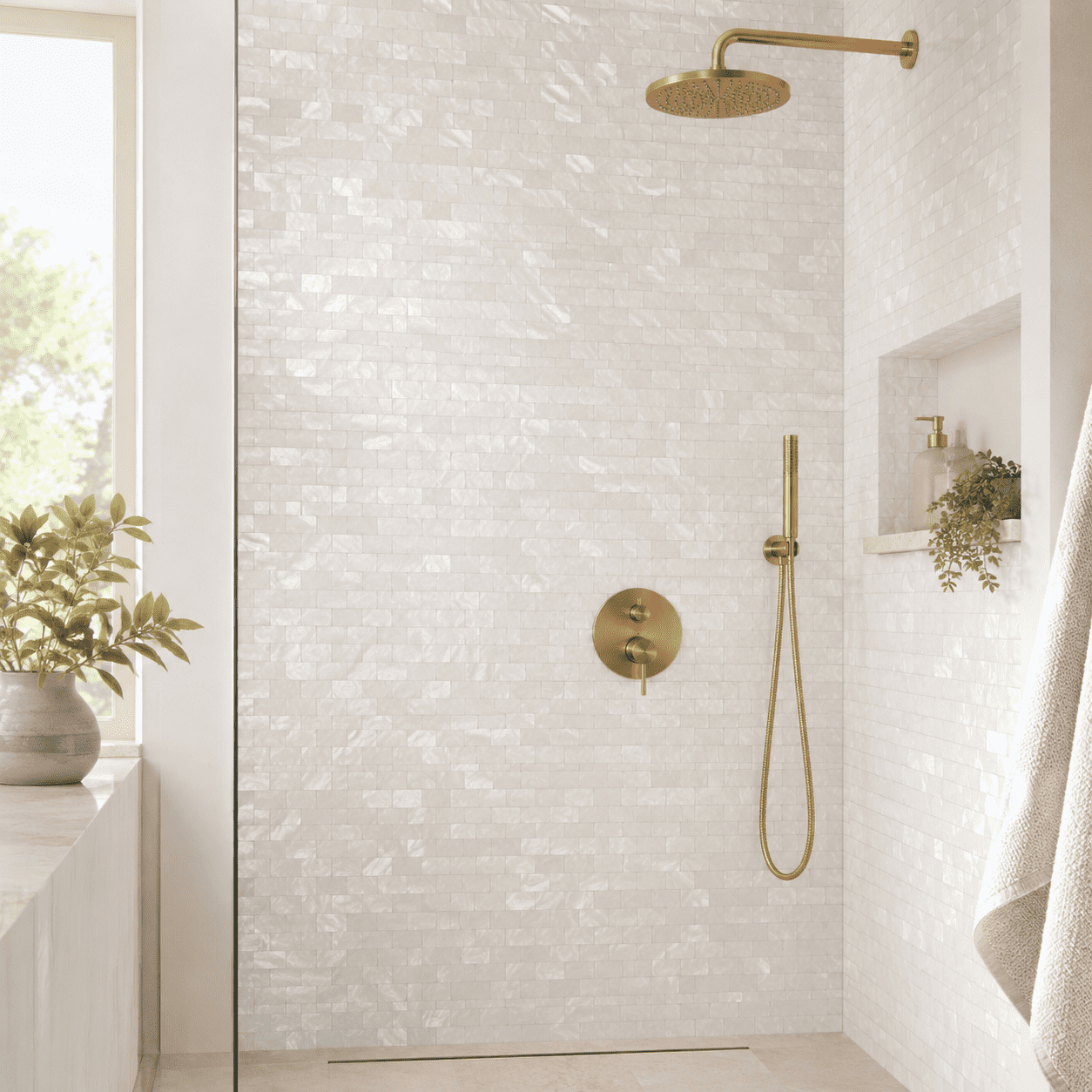 Yeslife 10-Pack Mother of Pearl Mosaic Tile, 11.8 x 11.8in, White Shell Mesh-Mounted Groutless for Backsplash, 9.7 sq ft