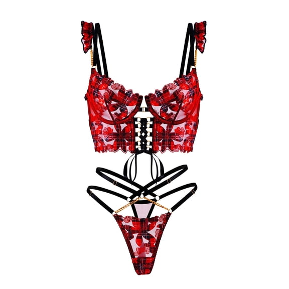 Vivienne Lace Harness Set (RED, S)