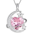 thumbnail image 1 of Juwaliy 13MM Mujeres Moon Star Necklace Corazón Piedra de Nacimiento de Octubre Dije de Plata Esterlina 925 Turmalina Rosa Joyería de Avión Regalo de Navidad Cumpleaños Día de San Valentín para, 1 of 10