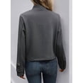 thumbnail image 6 of Women Winter Jacket Stand Collar Long Sleeve Short Shacket Casual Outerwear Dark Gray L, 6 of 9