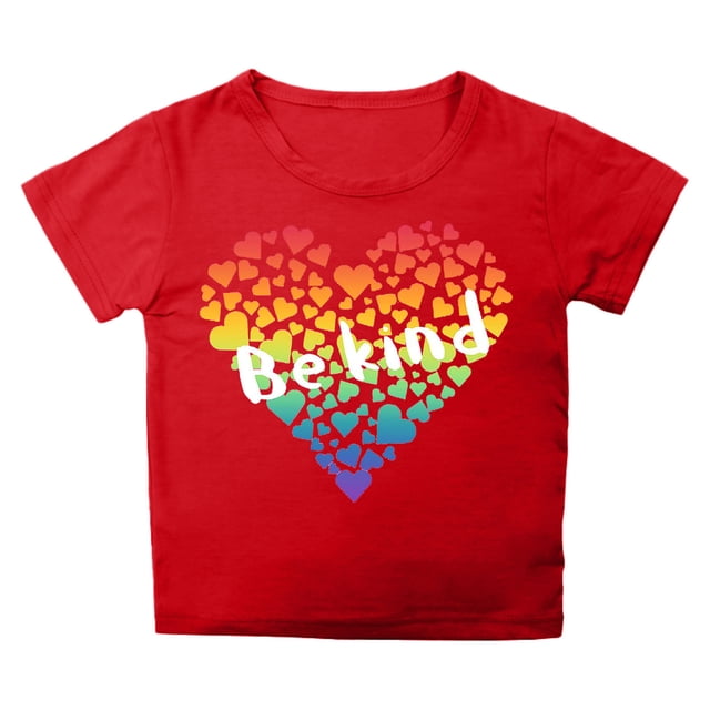 MEZZALL T-Shirt à Col Rond Imprimé Lettres pour Enfants Unisexe, Rouge, 6-7 Ans