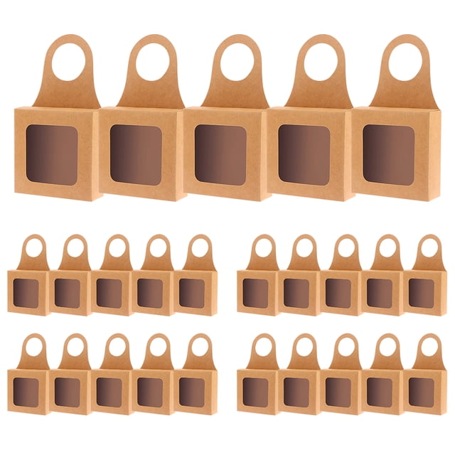 Cajas Caja de regalo de papel Kraft con ventana Decorativa Vino Suministros para fiestas de Navidad 25 piezas