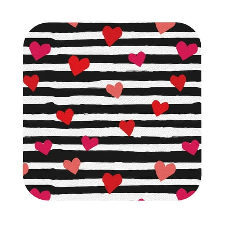 

Matuu Hearts And Lines1 for Cup Coasters Set of 6 Leather Coasters Desk Coasters for Office Measures 4” x 4” Square